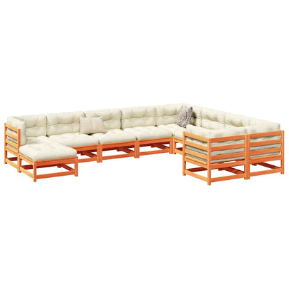 Set Divani Giardino 10pz con Cuscini Marrone Cera Massello Pino | homemem39