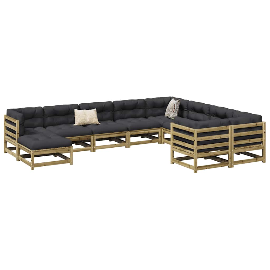 Set Divani Giardino 10 pz con Cuscini Legno Impregnato di Pino - homemem39