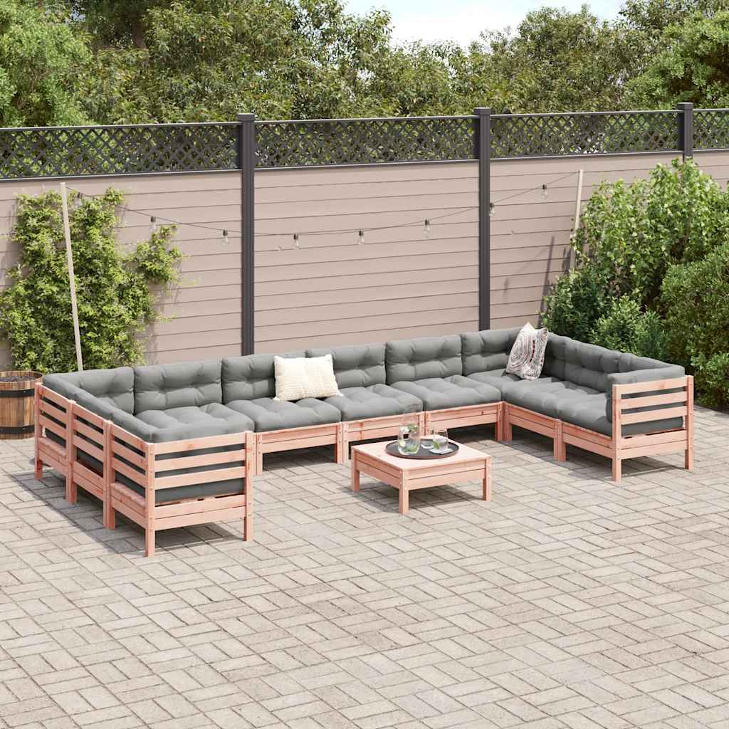 Set Divani Giardino 11 pz Cuscini Legno Massello Abete Douglas - homemem39