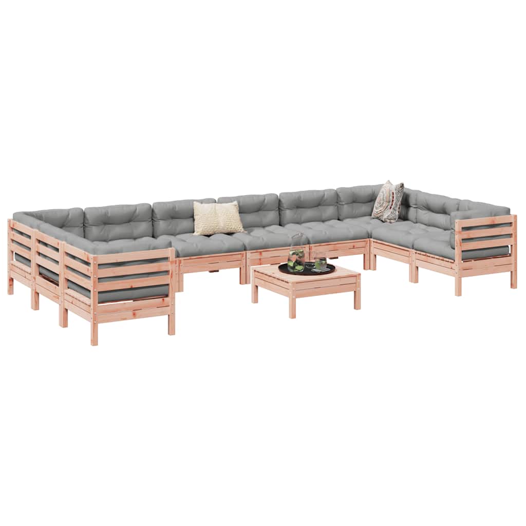 Set Divani Giardino 11 pz Cuscini Legno Massello Abete Douglas - homemem39