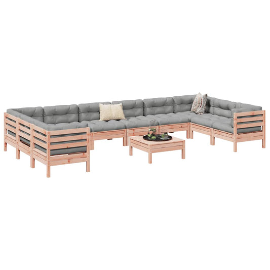 Set Divani Giardino 11 pz Cuscini Legno Massello Abete Douglas - homemem39