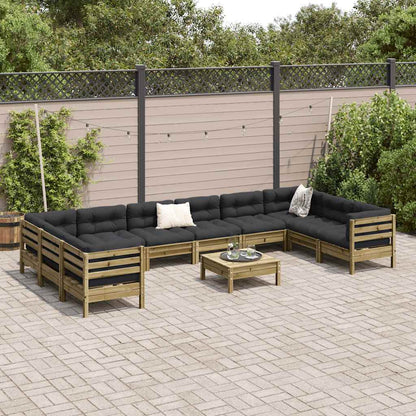 Set Divani Giardino 11 pz con Cuscini Legno Impregnato di Pino - homemem39