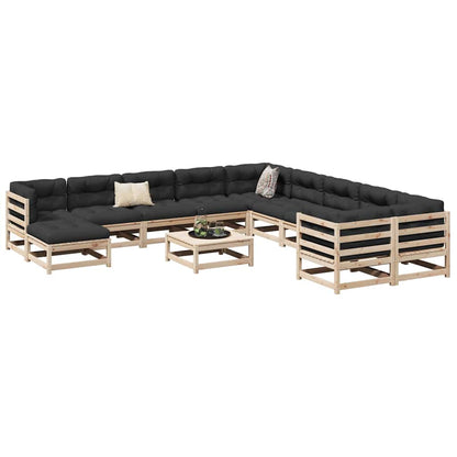Set Divani da Giardino 12 pz in Legno Massello di Pino