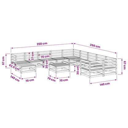 Set Divani da Giardino 12 pz in Legno Massello di Pino