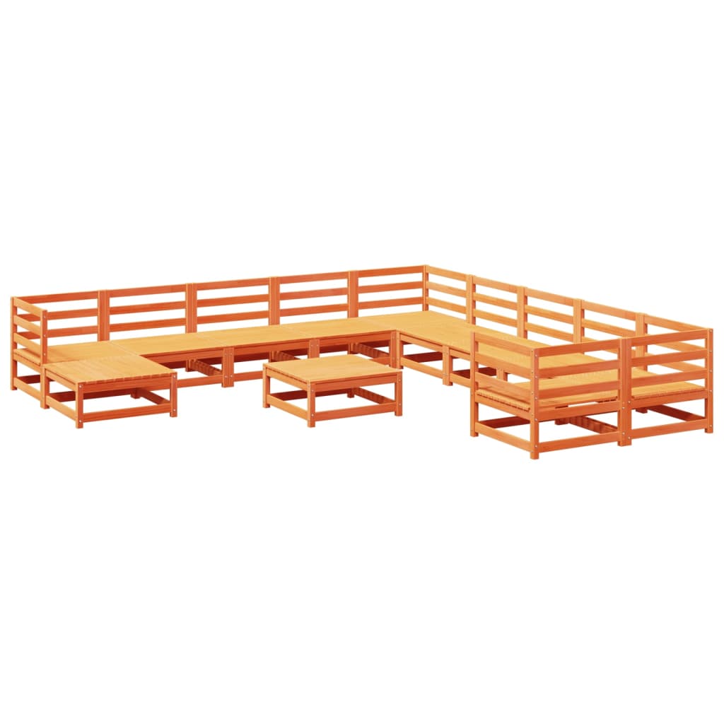 Set Divani da Giardino 12pz Marrone Cera Legno Massello di Pino | homemem39