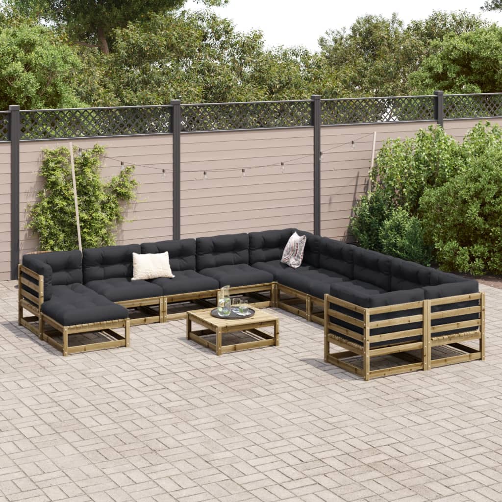 Set Divani da Giardino 12 pz in Legno Impregnato di Pino - homemem39