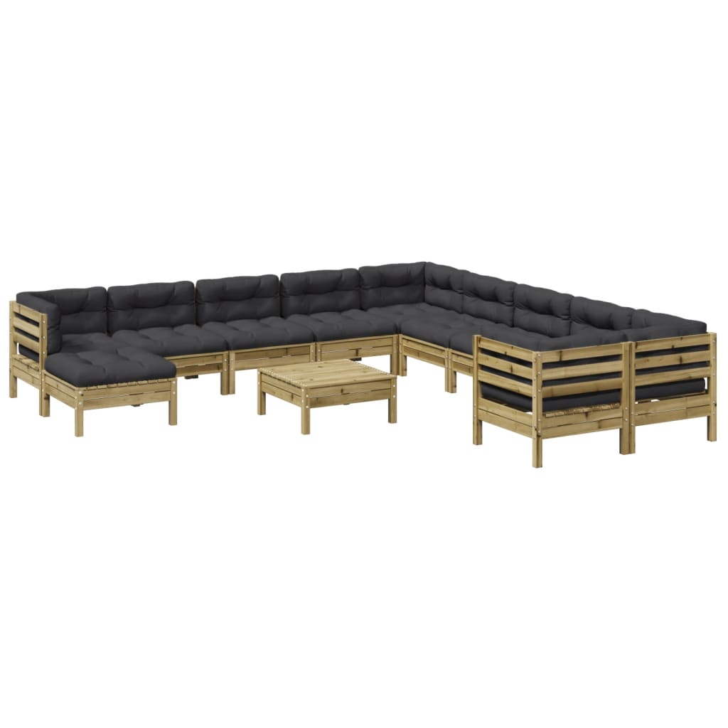 Set Divani Giardino 12 pz con Cuscini Legno Impregnato di Pino - homemem39