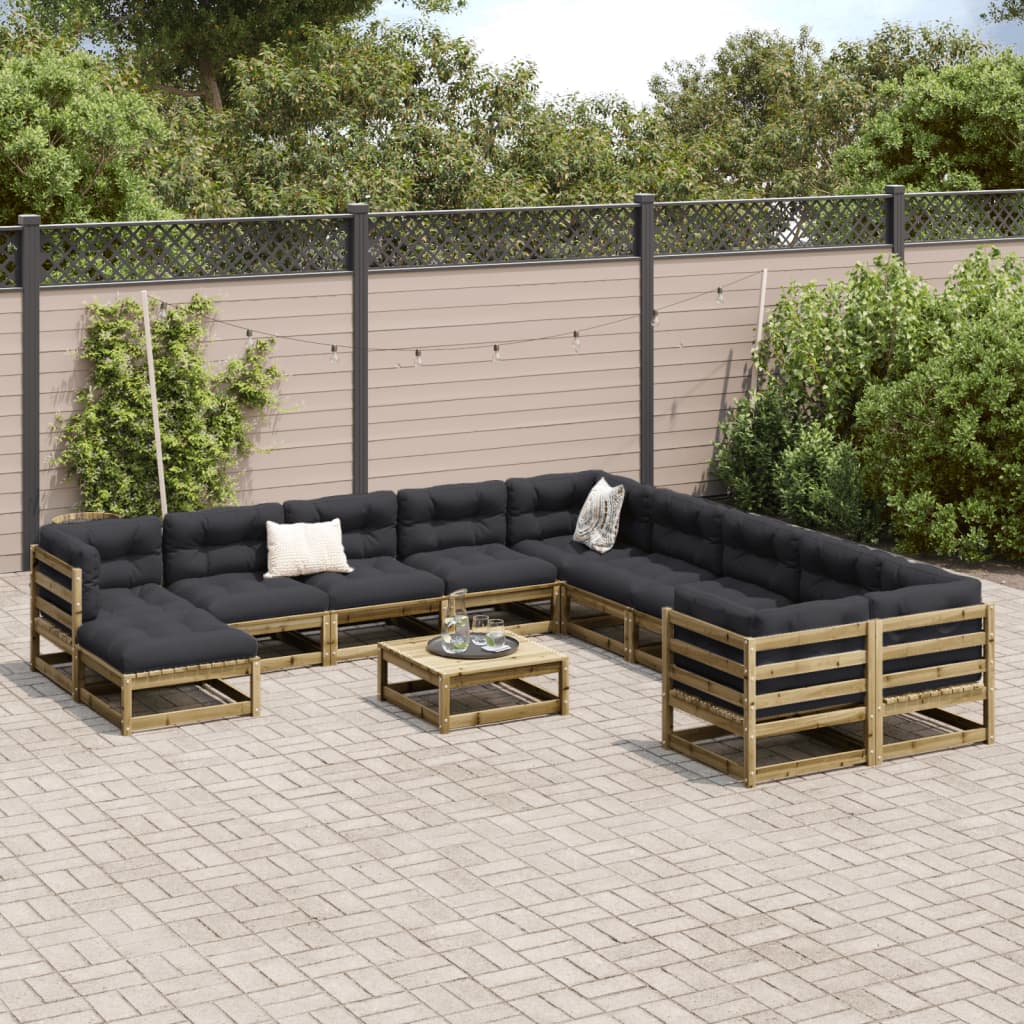 Set Divani Giardino 12 pz con Cuscini Legno Impregnato di Pino - homemem39