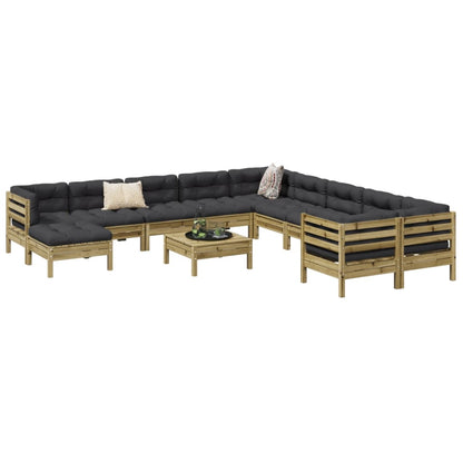 Set Divani Giardino 12 pz con Cuscini Legno Impregnato di Pino - homemem39