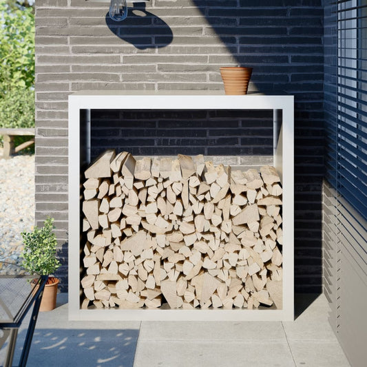 Rastrelliera per Legna da Ardere Bianca 100x40x100cm in Acciaio - homemem39