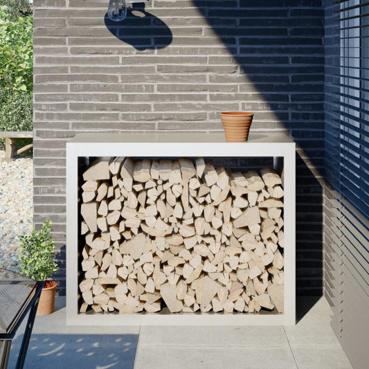 Rastrelliera per Legna da Ardere Bianca 100x40x80 cm in Acciaio - homemem39