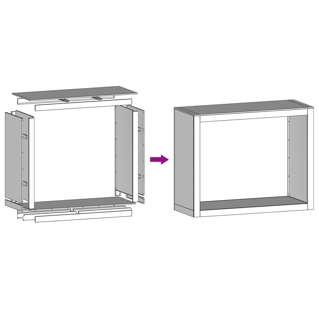 Rastrelliera per Legna da Ardere Antracite 100x40x80 cm Acciaio - homemem39