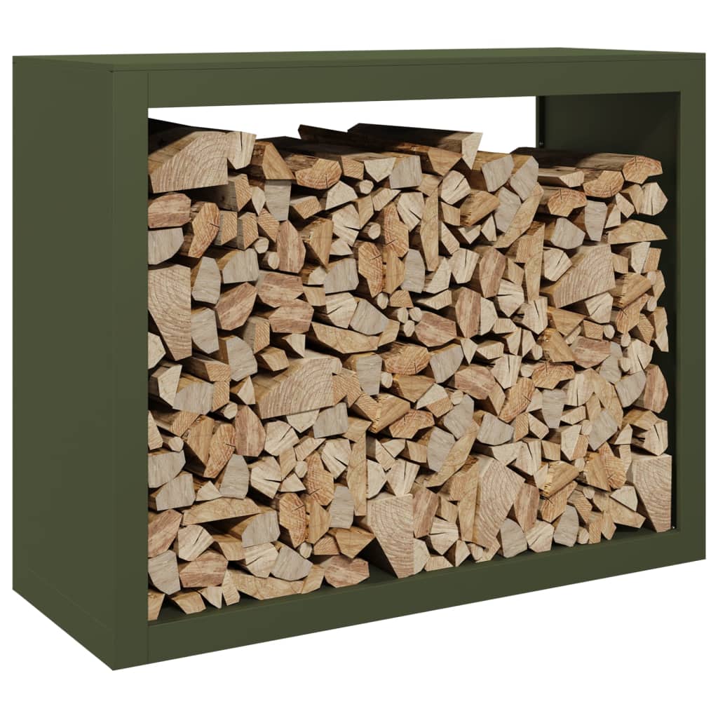 Rastrelliera per Legna da Ardere Verde 100x40x80 cm in Acciaio - homemem39