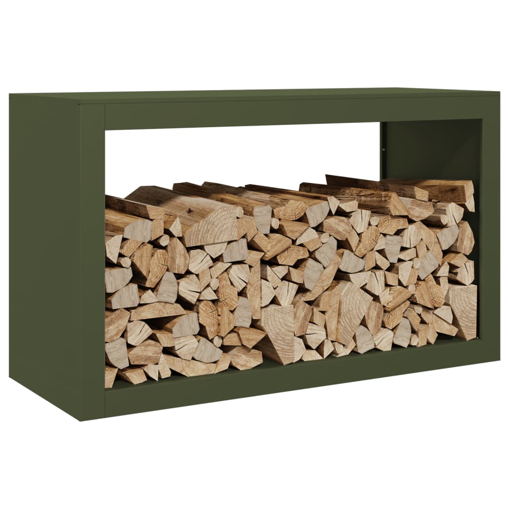 Rastrelliera per Legna da Ardere Verde 100x40x60 cm in Acciaio - homemem39