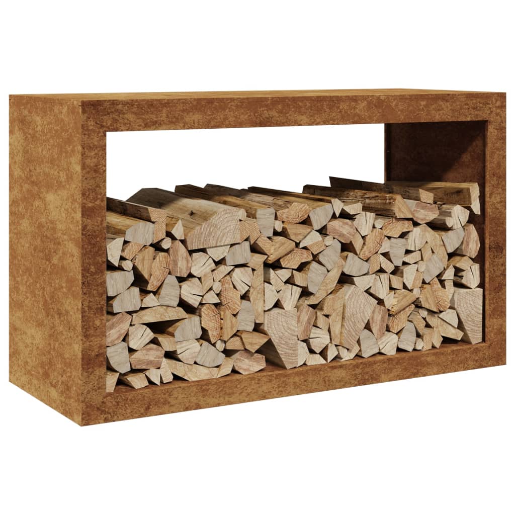 Rack per Legna da Ardere 100x40x60 cm in Acciaio Corten - homemem39