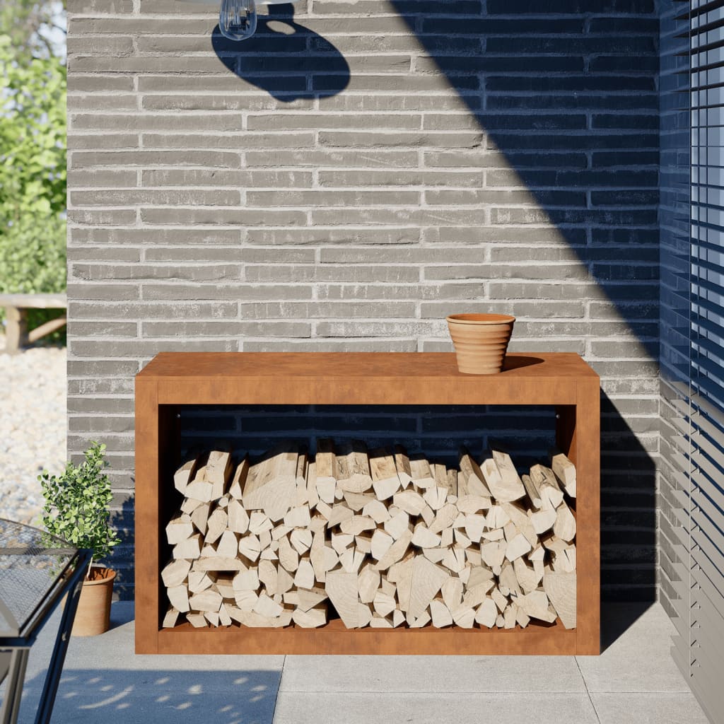 Rack per Legna da Ardere 100x40x60 cm in Acciaio Corten - homemem39