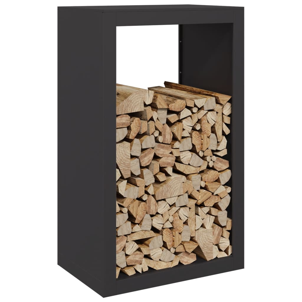 Rastrelliera per Legna da Ardere Nera 60x40x100 cm in Acciaio - homemem39