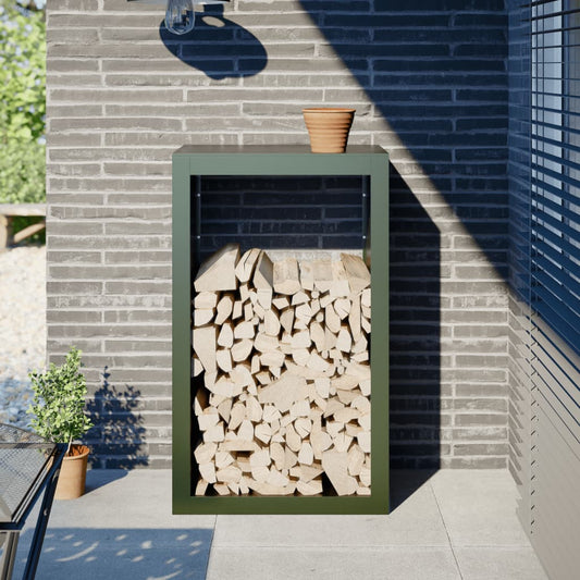Rastrelliera per Legna da Ardere Verde 60x40x100 cm in Acciaio - homemem39