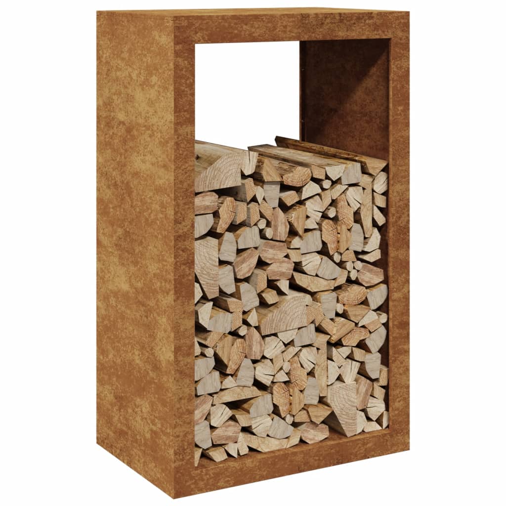 Rack per Legna da Ardere 60x40x100 cm in Acciaio Corten - homemem39
