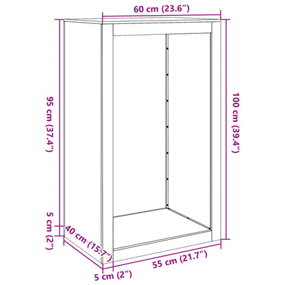 Rack per Legna da Ardere 60x40x100 cm in Acciaio Corten - homemem39