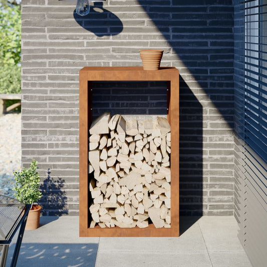 Rack per Legna da Ardere 60x40x100 cm in Acciaio Corten - homemem39