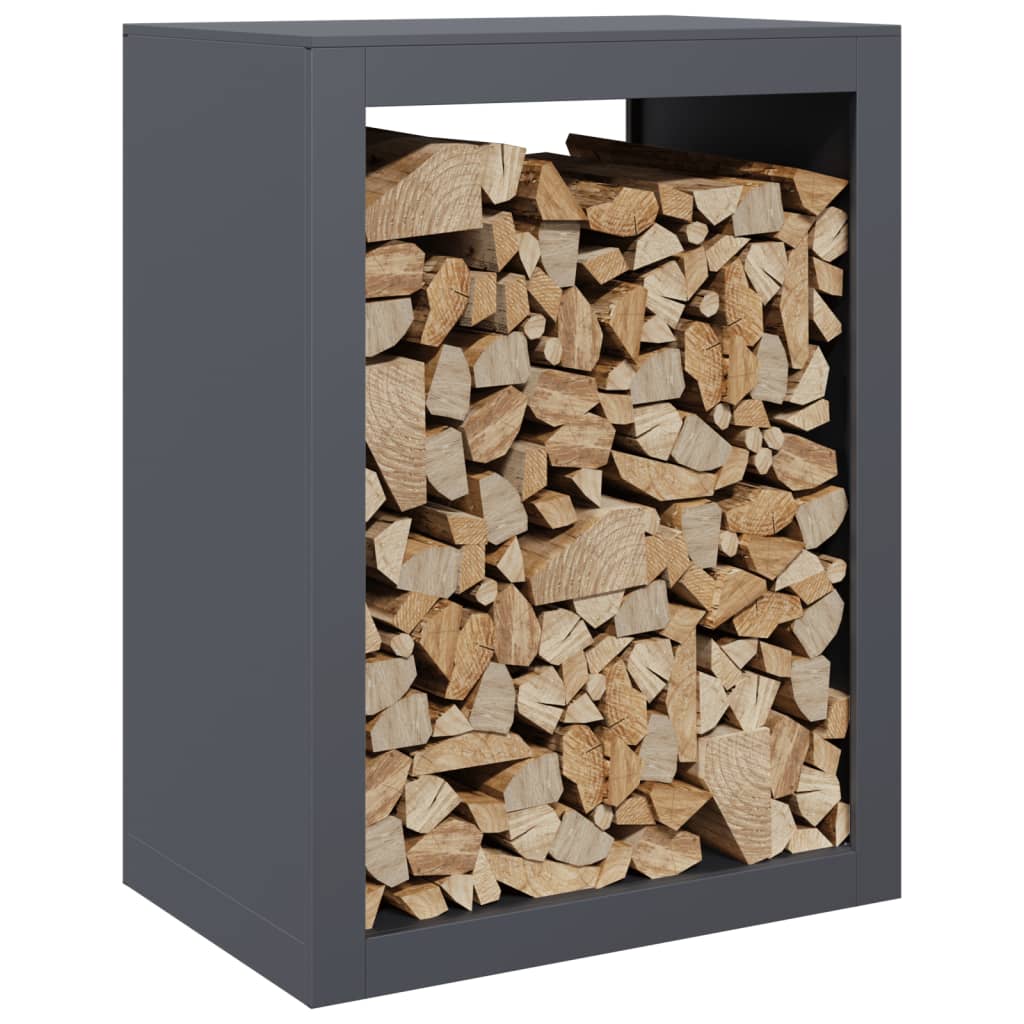 Rastrelliera per Legna da Ardere Antracite 60x40x80 cm Acciaio - homemem39
