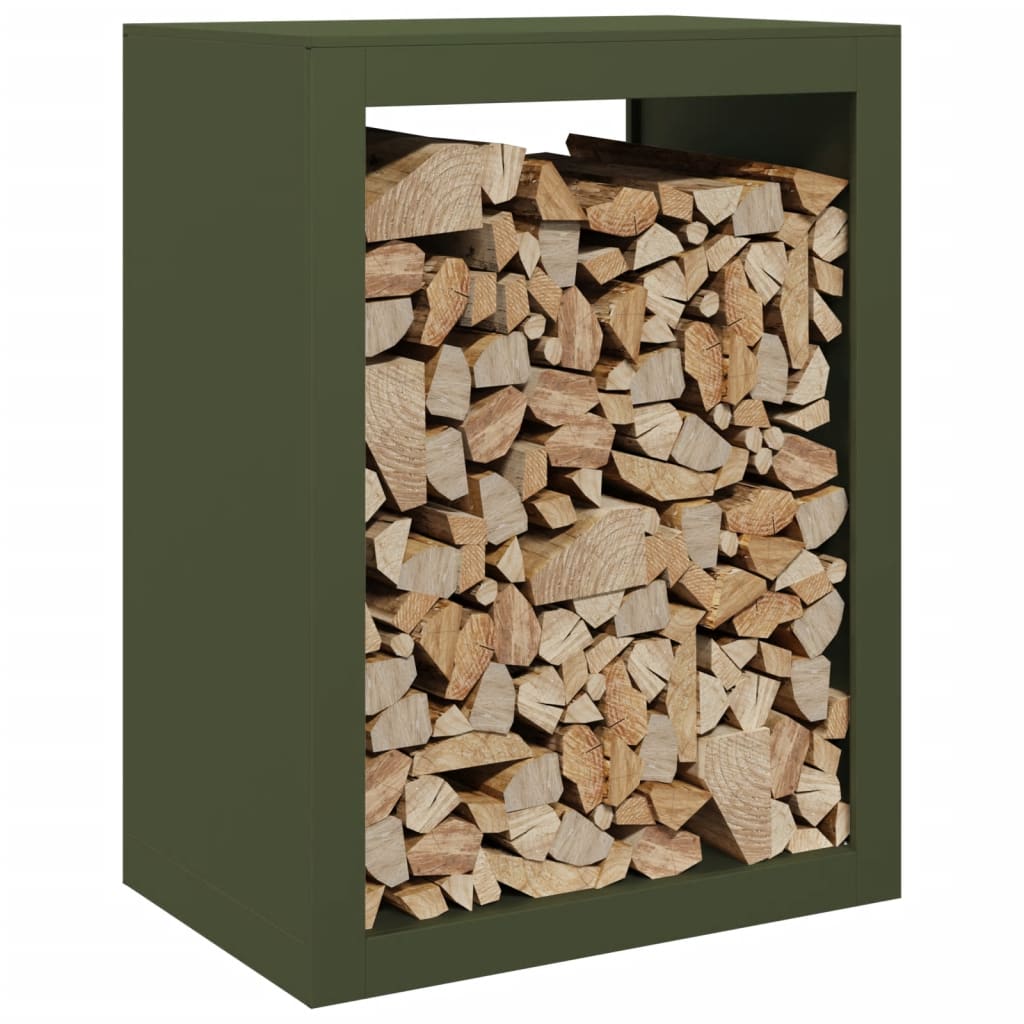Rastrelliera per Legna da Ardere Verde 60x40x80 cm in Acciaio - homemem39