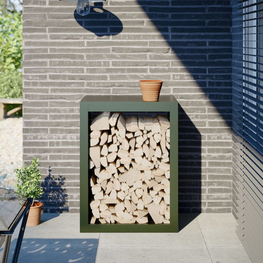 Rastrelliera per Legna da Ardere Verde 60x40x80 cm in Acciaio - homemem39