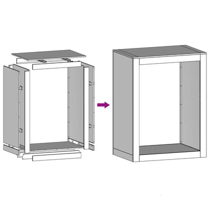 Rastrelliera per Legna da Ardere 60x40x80 cm in Acciaio Inox