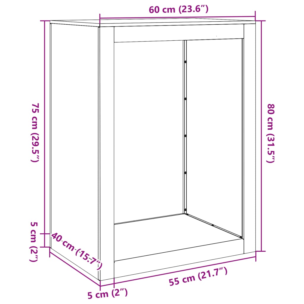 Rastrelliera per Legna 60x40x80 cm in Acciaio Zincato - homemem39