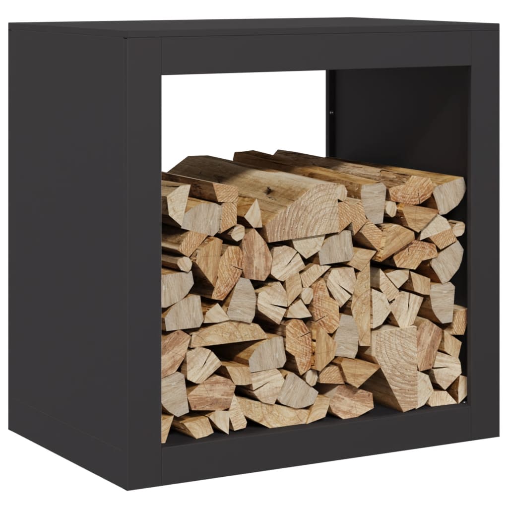 Rastrelliera per Legna da Ardere Nera 60x40x60 cm in Acciaio - homemem39