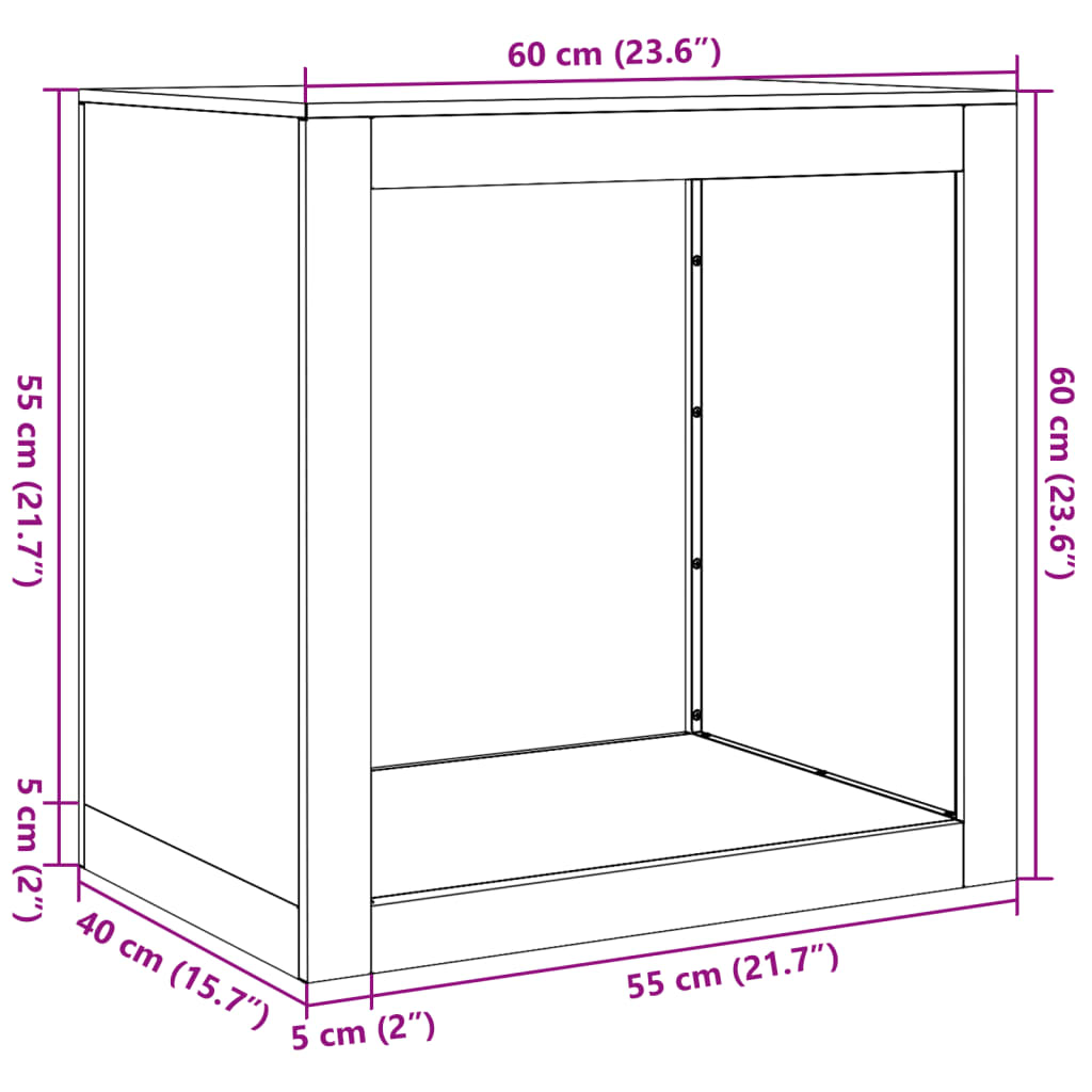 Rastrelliera per Legna da Ardere Nera 60x40x60 cm in Acciaio - homemem39