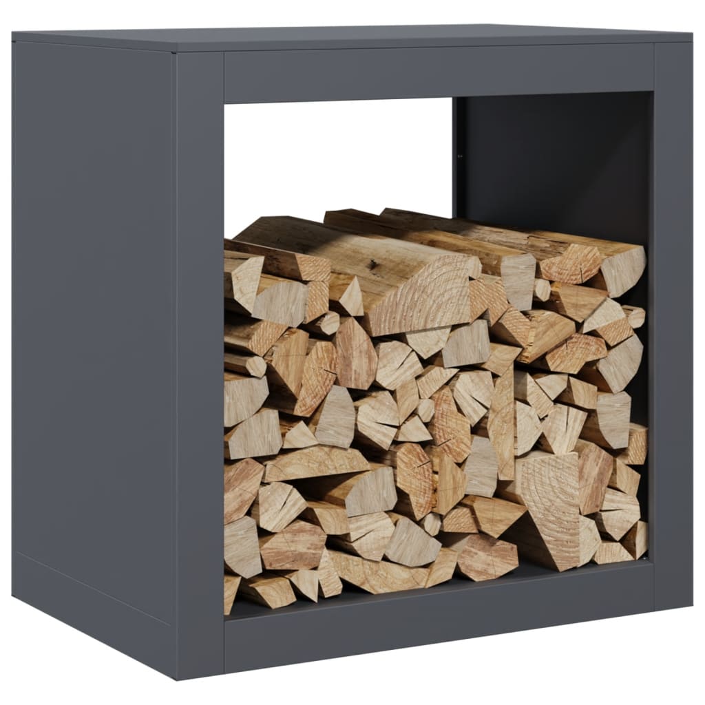 Rastrelliera per Legna da Ardere Antracite 60x40x60 cm Acciaio - homemem39