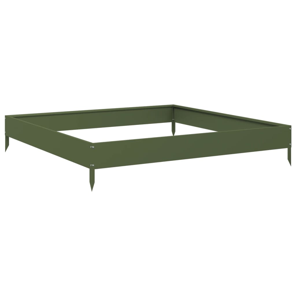 Fioriera Rialzata Giardino Verde Oliva 100x100x18,5 cm Acciaio - homemem39