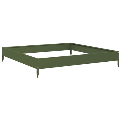 Fioriera Rialzata Giardino Verde Oliva 100x100x18,5 cm Acciaio - homemem39
