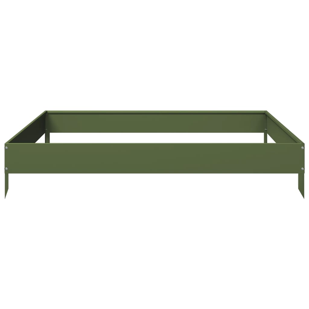 Fioriera Rialzata Giardino Verde Oliva 100x100x18,5 cm Acciaio - homemem39