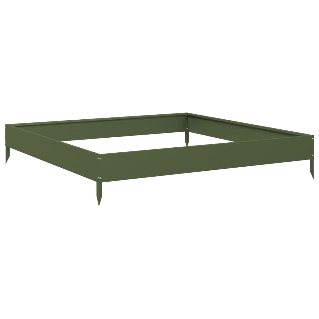 Fioriera Rialzata Giardino Verde Oliva 100x100x18,5 cm Acciaio - homemem39
