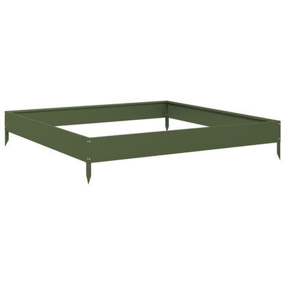 Fioriera Rialzata Giardino Verde Oliva 100x100x18,5 cm Acciaio - homemem39