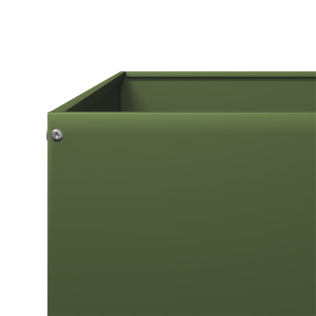 Fioriera Rialzata Giardino Verde Oliva 100x100x18,5 cm Acciaio - homemem39