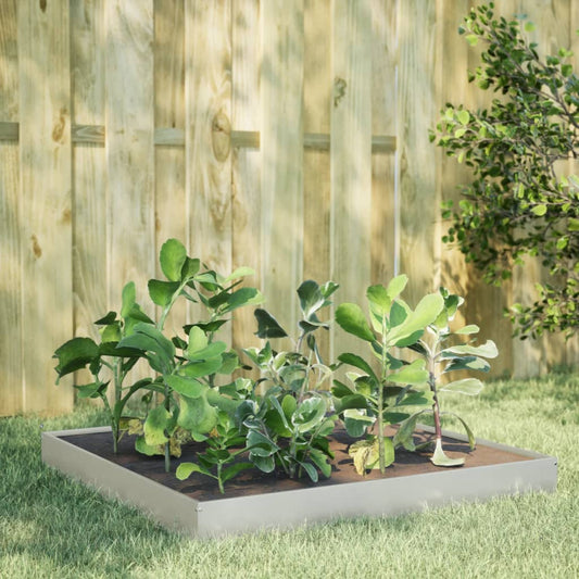 Fioriera Rialzata da Giardino 100x100x18,5 cm in Acciaio Inox | homemem39