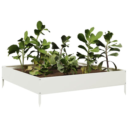 Fioriera Rialzata da Giardino Bianca 100x100x26 cm in Acciaio - homemem39
