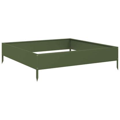 Fioriera Rialzata Giardino Verde Oliva 100x100x26 cm Acciaio | homemem39