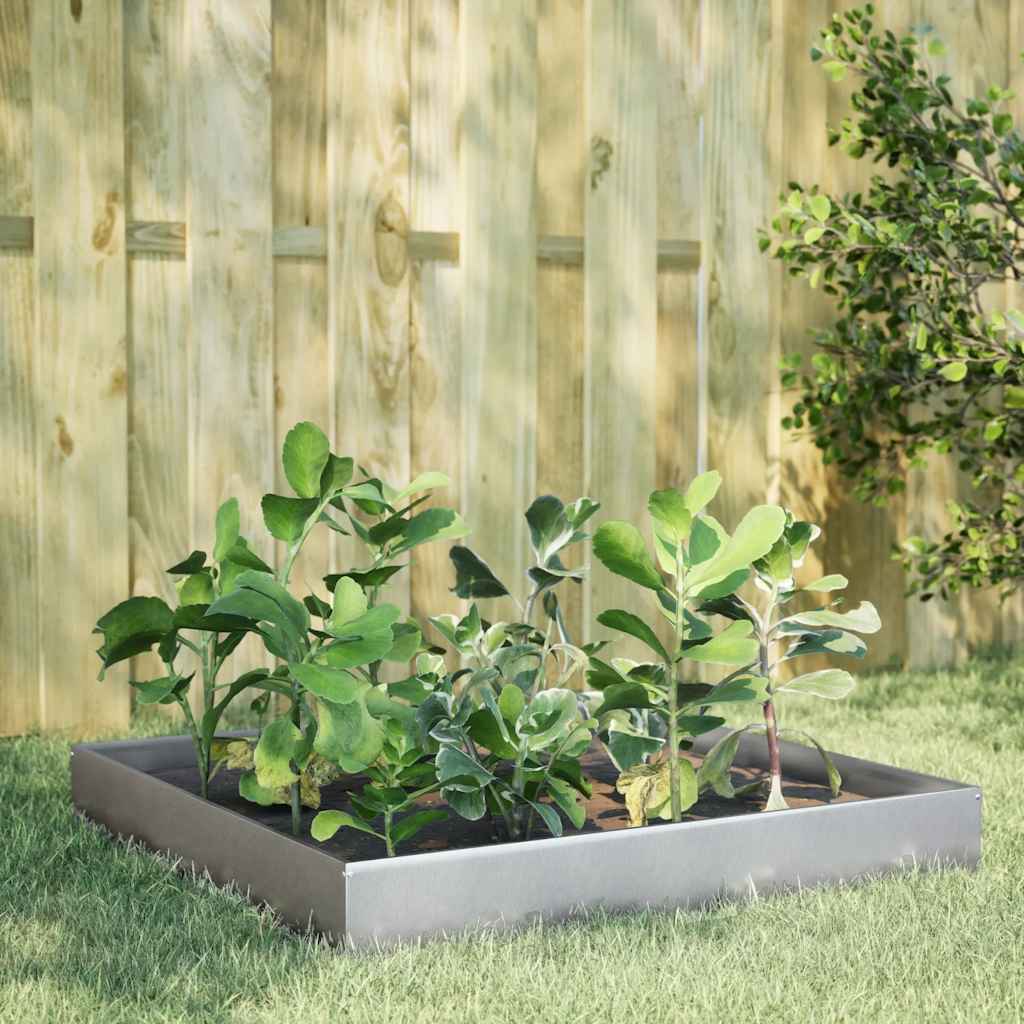 Fioriera Rialzata da Giardino 100x100x26 cm in Acciaio Zincato