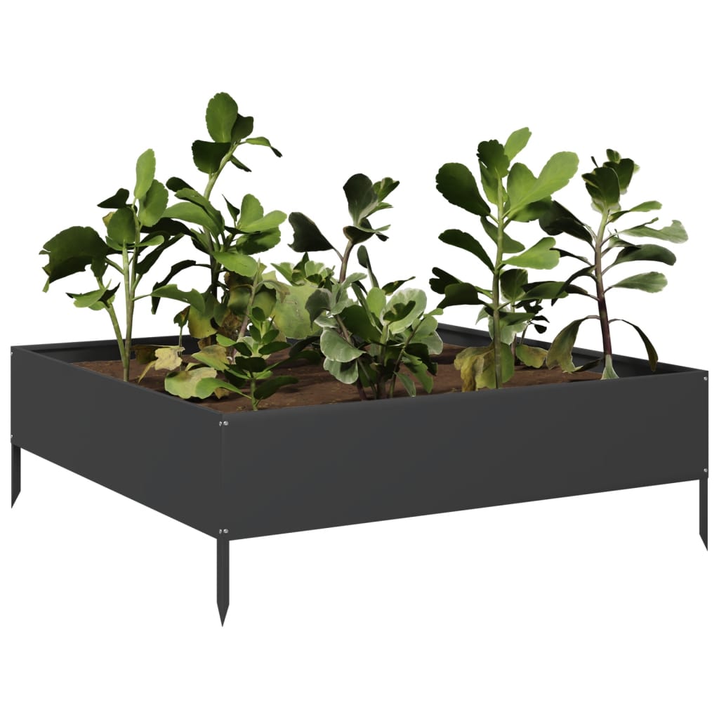 Fioriera Rialzata da Giardino Nera 100x100x33,5 cm in Acciaio - homemem39