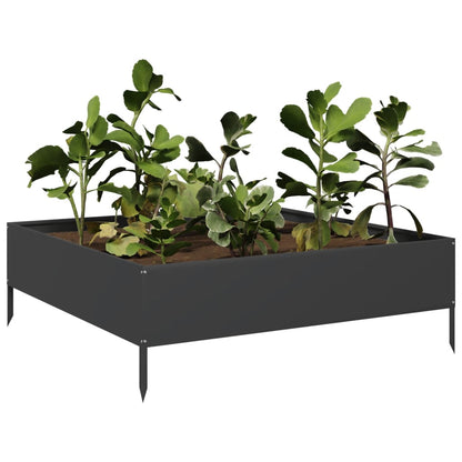 Fioriera Rialzata da Giardino Nera 100x100x33,5 cm in Acciaio - homemem39