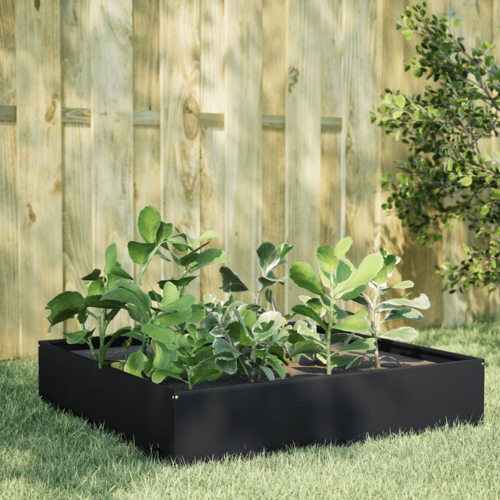 Fioriera Rialzata da Giardino Nera 100x100x33,5 cm in Acciaio - homemem39