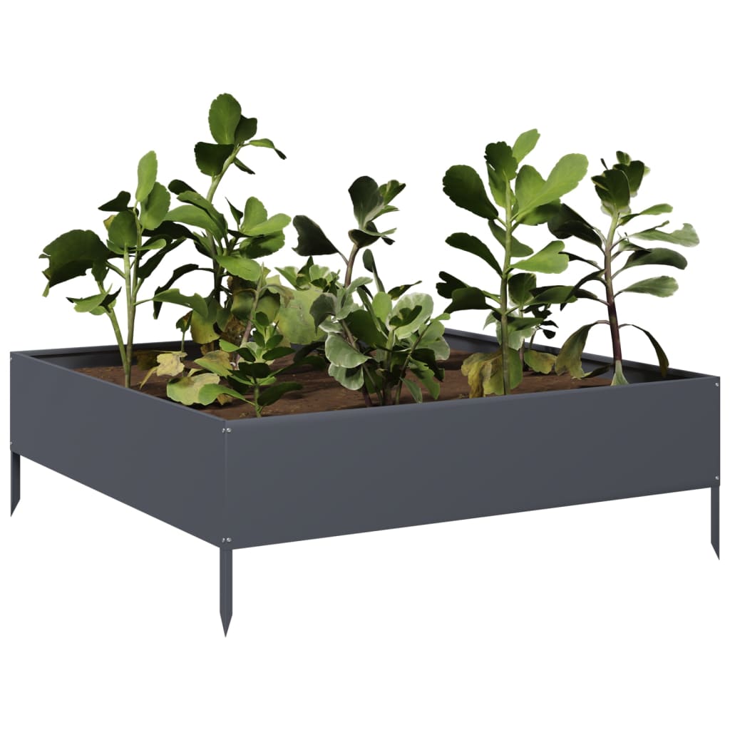 Fioriera Rialzata da Giardino Antracite 100x100x33,5cm Acciaio - homemem39