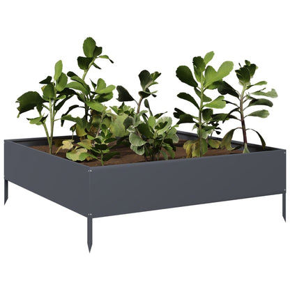 Fioriera Rialzata da Giardino Antracite 100x100x33,5cm Acciaio - homemem39