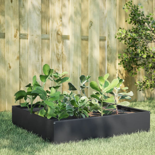 Fioriera Rialzata da Giardino Antracite 100x100x33,5cm Acciaio - homemem39