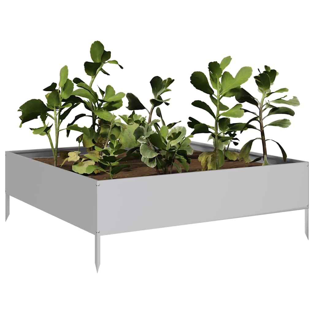 Fioriera Rialzata da Giardino 100x100x33,5cm in Acciaio Zincato